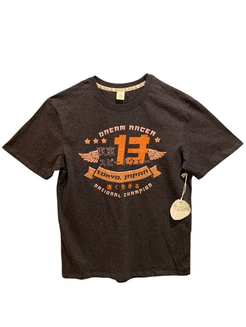 Medium Recycled Threads New Racing Tshirt 13 Gray Orange Mens